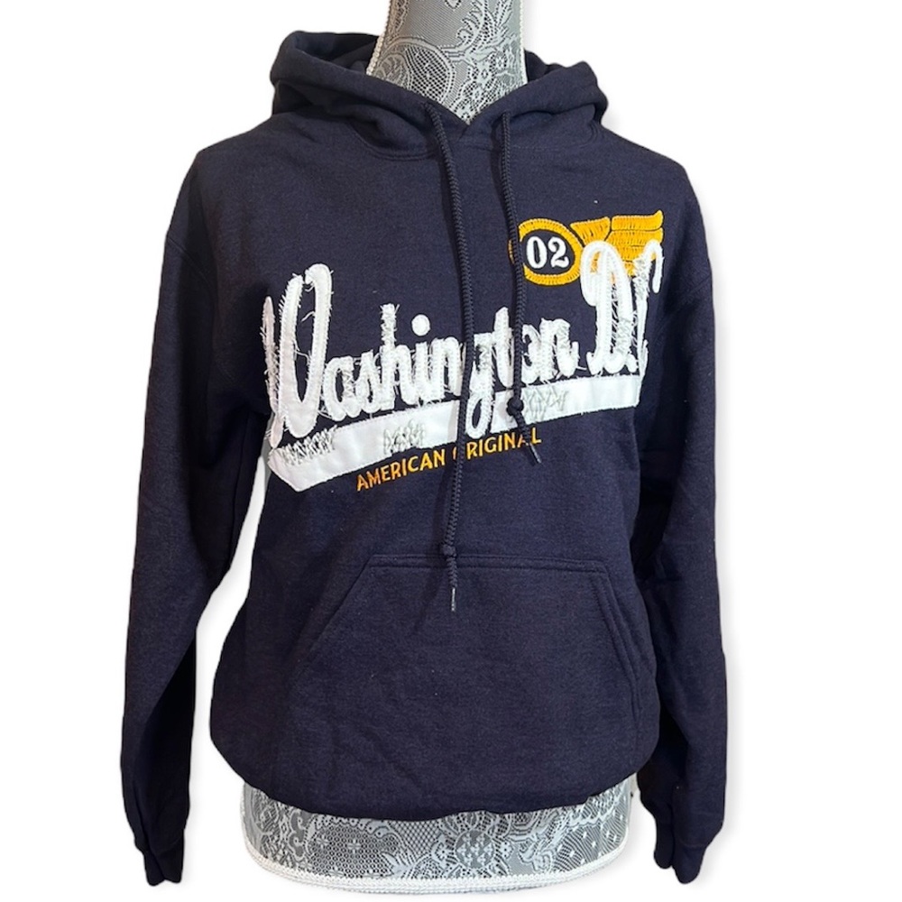 Gildan Washington D.C. American original pullover blue navy sweatshirt size S